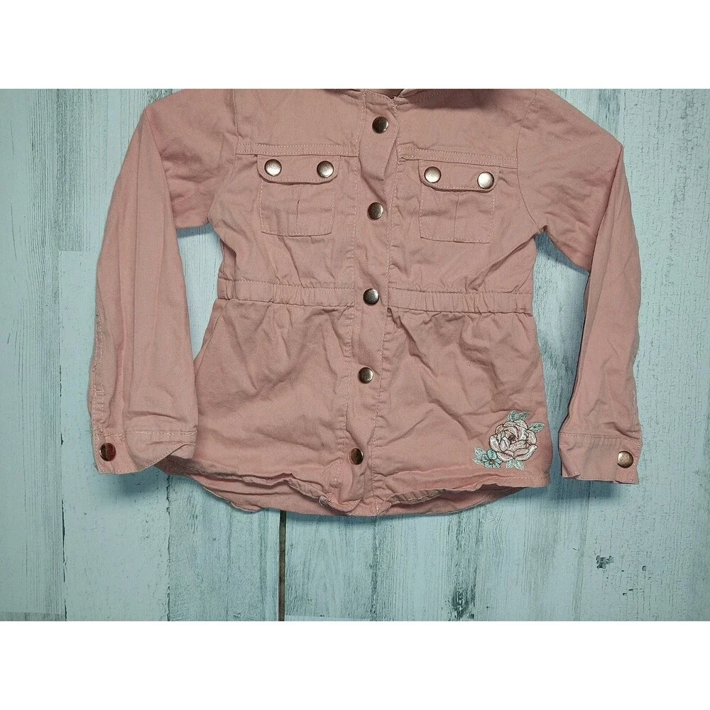 Little Lass Girls 5 Hooded Peach Utility Jacket